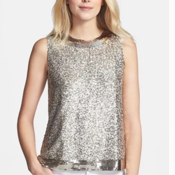 Kate Spade Serene Silk Sequin Tank Top sz 8 - Picture 2 of 6